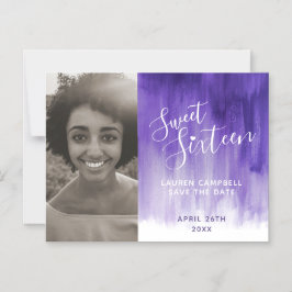Spara datum för sweet sixteen av lila magnetisk inbjudningskort