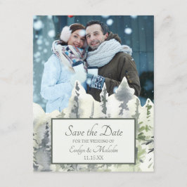 Spara datum för Tall Timber Watercolor Träd Photo Inbjudningar