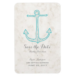 Spara datum för Teal Rustic Anchor Magnet