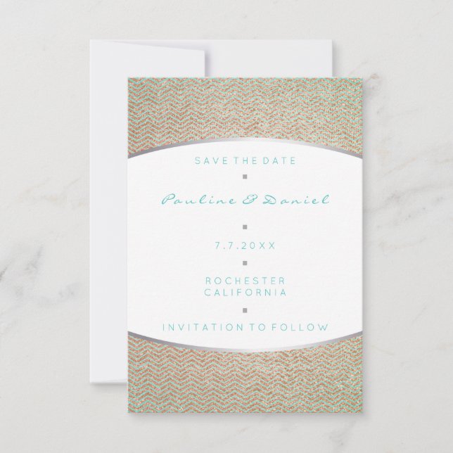 Spara datum för Tiffany Ocean Aqua Silver Ro Guld Spara Datumet (Framsida)