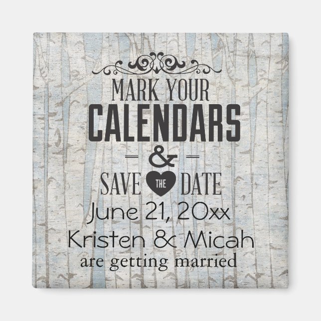 Spara datum för Träd för vit föda Magnet (Framsidan)