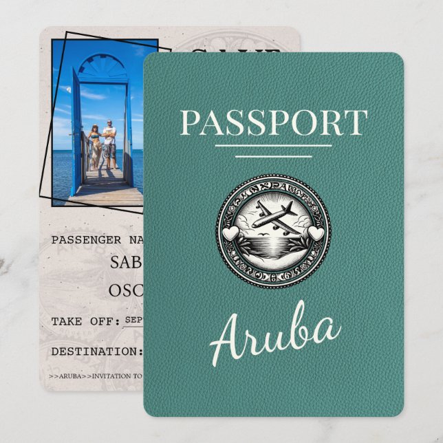 Spara datum för turkos Aruba Passport-sparande Datumet (Fram/baksida)