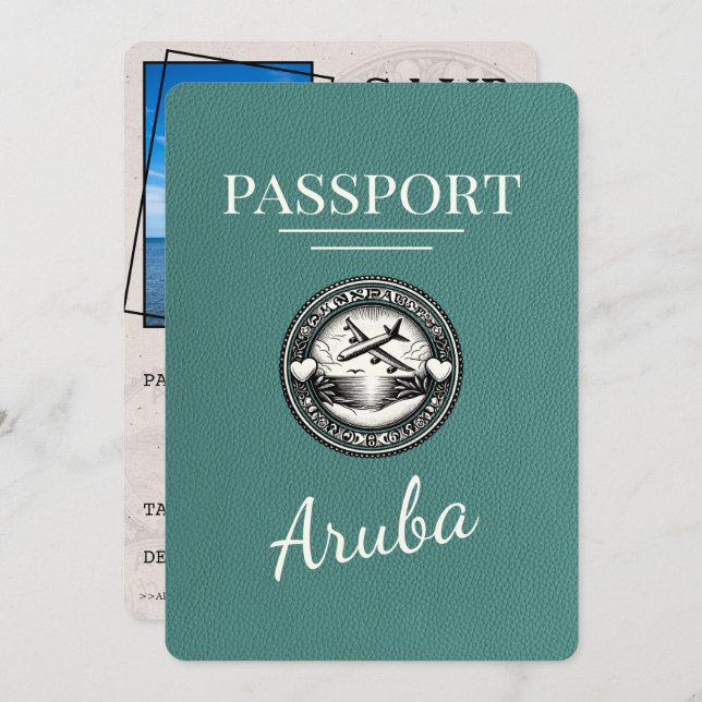 Spara datum för turkos Aruba Passport-sparande Spara Datumet (Fram/baksida)