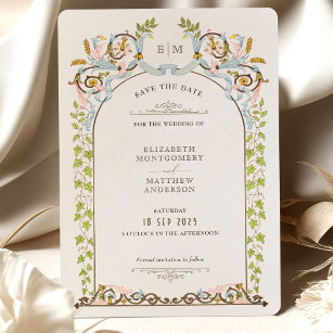 Spara datum för Victorian Royal Elegance Bröllop Inbjudningar