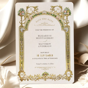 Spara datum för Victorian Royal Elegance Bröllop Inbjudningar