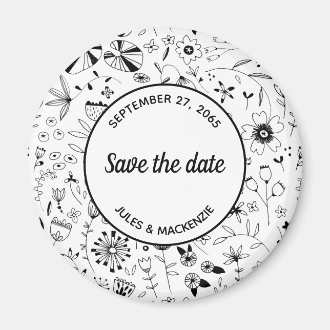Spara datum för vildens blomstra monokroma läge magnet (Framsidan)