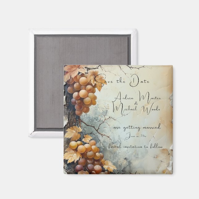 Spara datum för vingårdbröllop magnet (Front/Back)