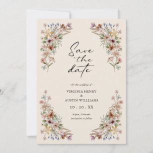 Spara datum för vintage Wildblomma Spara Datumet