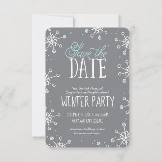 Spara datum för vintersnöflingan Party Blue-Grått Datumet