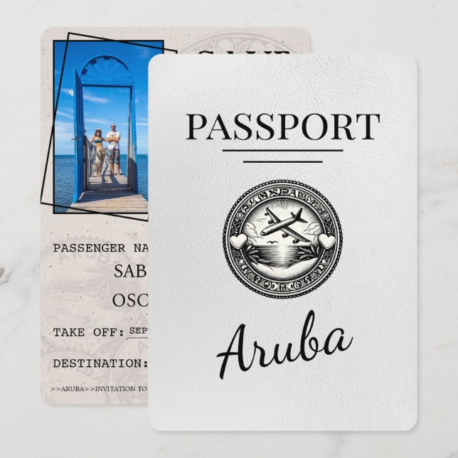 Spara datum för Vita Aruba Passport Datumet (Fram/baksida)