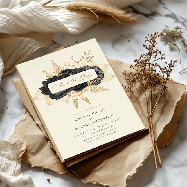 Spara datum för Watercolor Black Guld Ro (Skapare uppladdad)