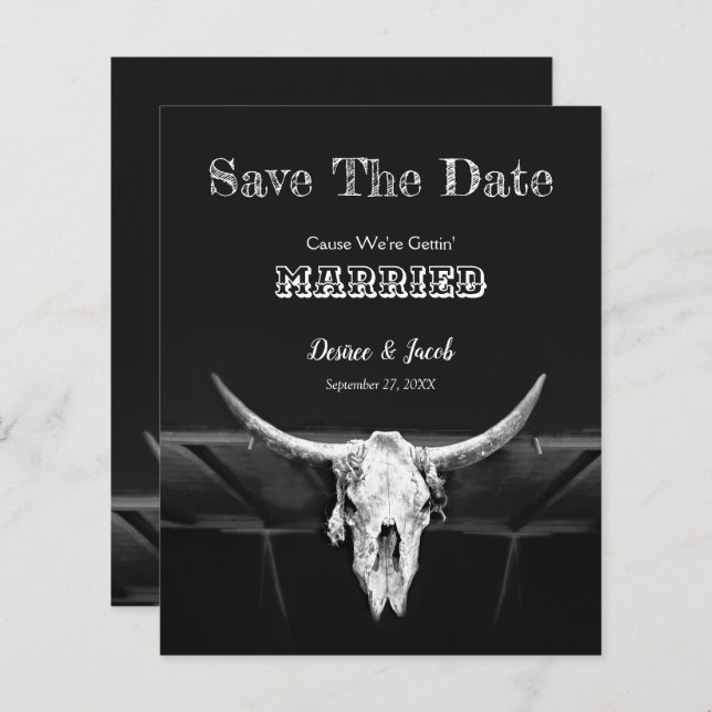 Spara datum för Westernt svartvitt för budget (Fram/baksida)