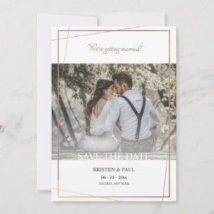 Spara datum förgylld ram foto tillkännagivande datumet