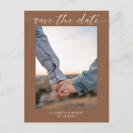 Spara datum Foto Boho Enkel Modernt Skript  Meddelande Vykort