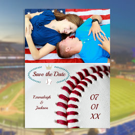 Spara datum foto bröllop baseball tema datumet