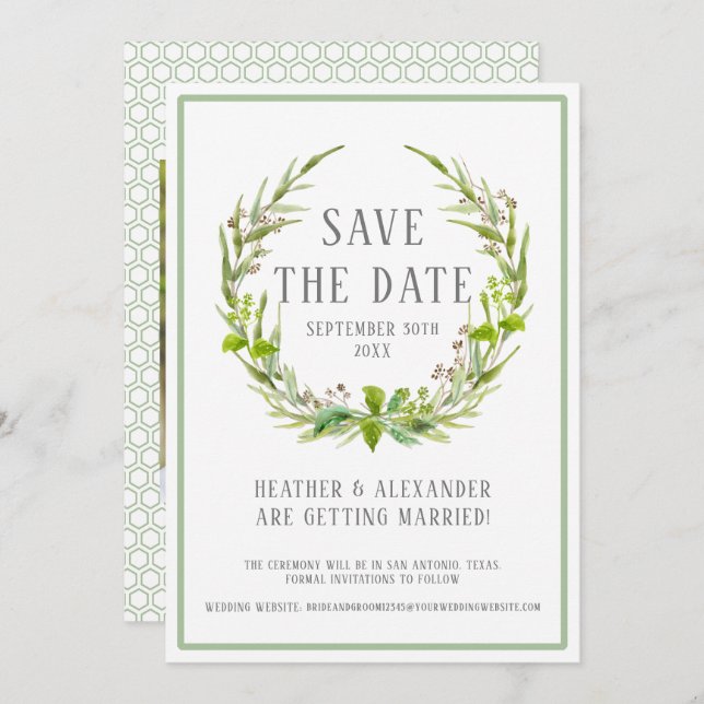 Spara datum Foto Mall Akvarell Krans Konst (Fram/baksida)