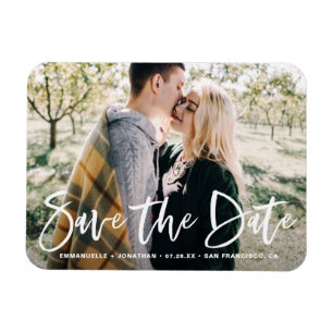 Spara datum - Foto med vit text Magnet