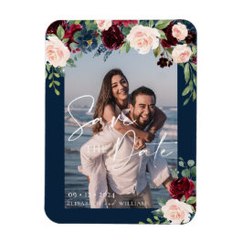 Spara datum Foto Navy Burgundy och Rosenskiftning  Magnet