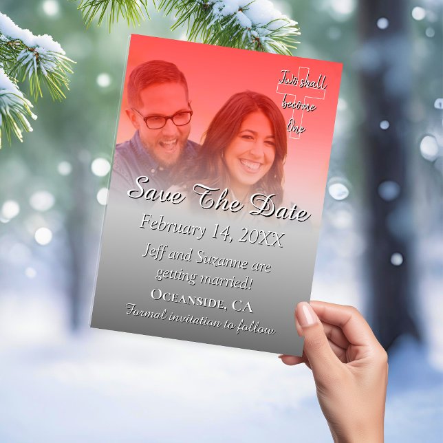 Spara datum foto röd silver tillkännagivande datumet (Save The Date Photo Red Filter Announcement Card)