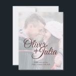 Spara datum *Frostad glas* -kort Spara Datumet<br><div class="desc">En touch av vit frost överlagrar ditt foto under vacker typografi för era namn och klassisk typografi för datum och plats. Modernt och sött,  detta spara-datum-kort sätter en varm och underbar ton för er stora dag.</div>