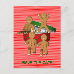 Spara datum Gingerbread Män Holiday Julkort Meddelande Vykort