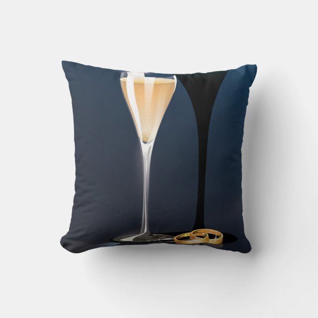 Spara datum Glas och gyllene ringar Kudde (Framsida)