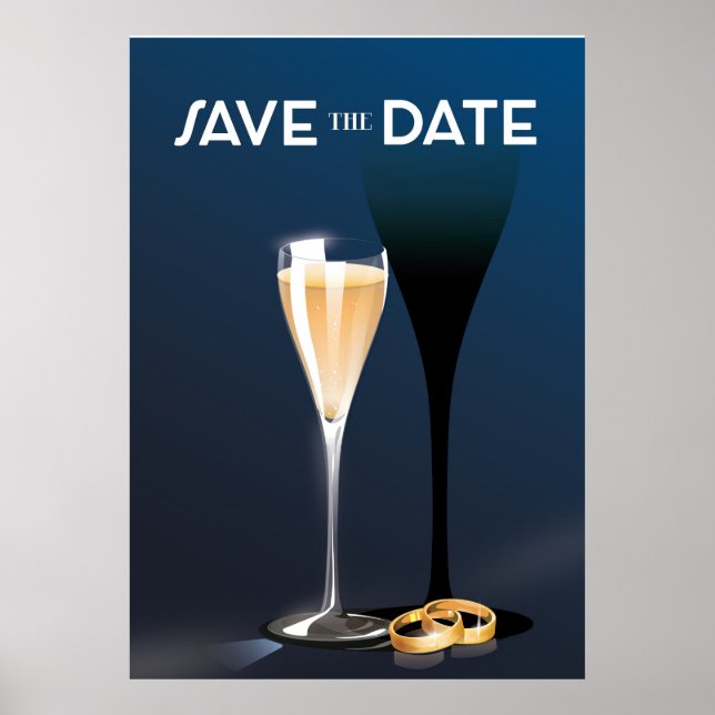 Spara datum Glas och gyllene ringar Poster (Framsidan)
