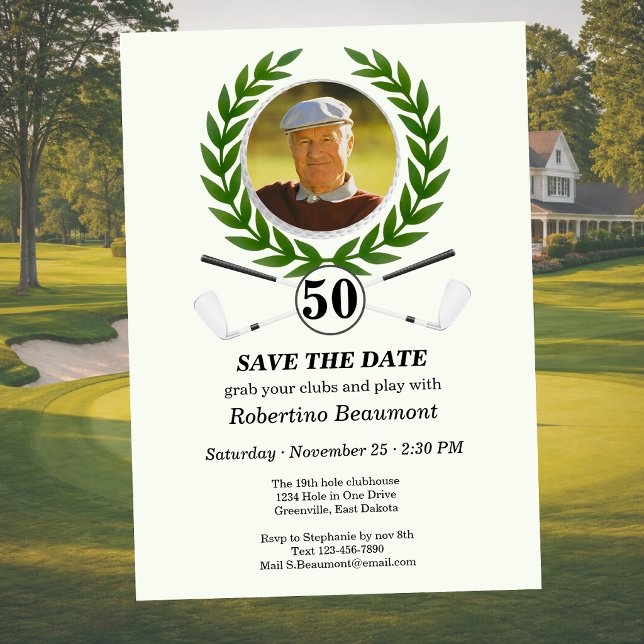Spara datum Golfspelareupplevelse 50-årsdag Inbjudningar (Skapare uppladdad)