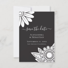 Spara datum Grått White Flower Typography Bröllop Datumet
