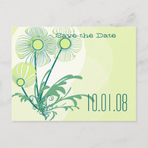 Spara datum grön lime grön blomsterbröllop meddelande vykort