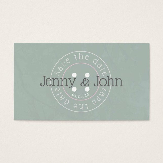 Spara datum, grönt och rosa-knappens syningskort visitkort (Framsidan)