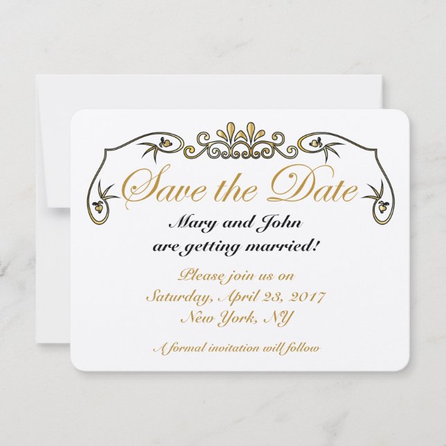 Spara datum guld inbjudningar (Framsida)