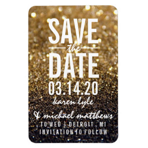 Spara datum - Guld Lit Nite Fab Magnet