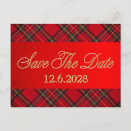 Spara datum guldruta röd band julfirande helg vykort