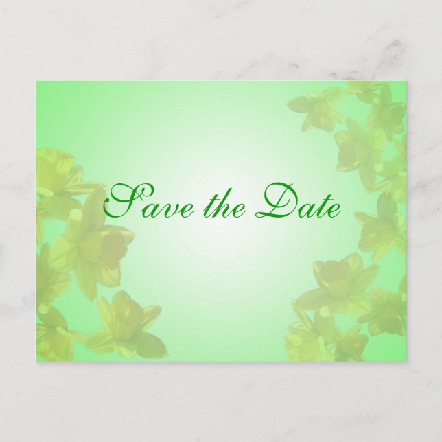 spara datum, gult tulpanblommor meddelande vykort (Framsida)