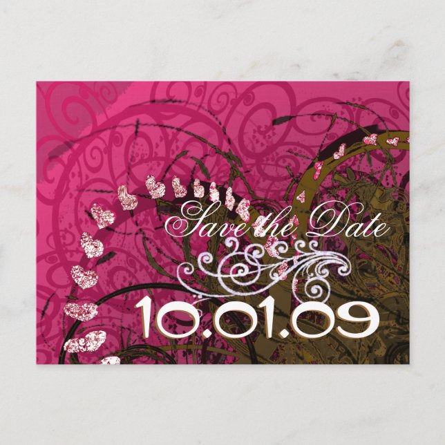 Spara datum Hallonhjärtan - Meddelande Vykort (Framsida)