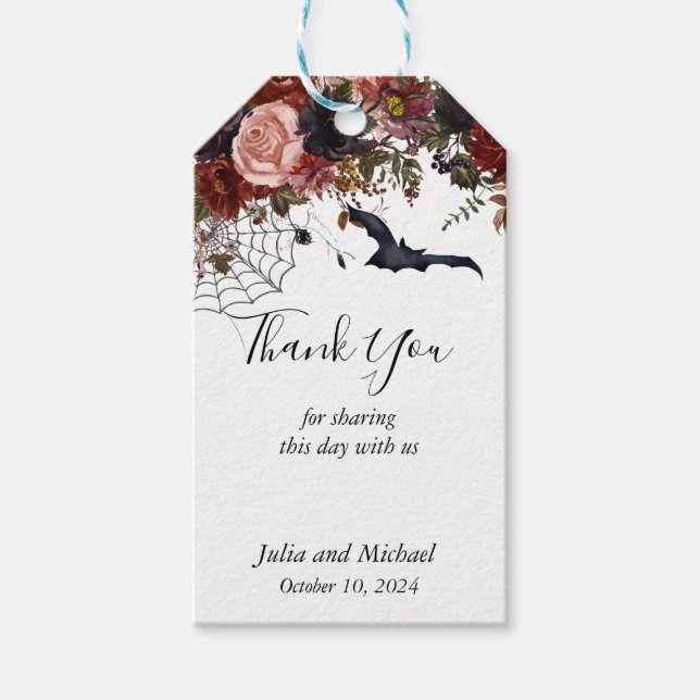 Spara datum Halloween-blommans vattenfärg Presentetikett (Framsidan)