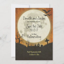 Spara datum Halloween bröllop i orange Datumet