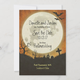 Spara datum Halloween bröllop i orange Datumet