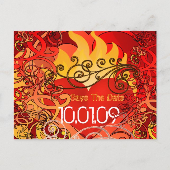 Spara datum - Hjärtningar vid brand Meddelande Vykort (Framsida)