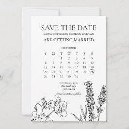 Spara datum i Eleganten Wildblomma Inbjudningar