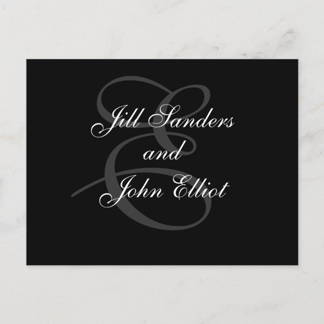 Spara datum i första Namnen i Monogram E Meddelande Vykort (Framsida)