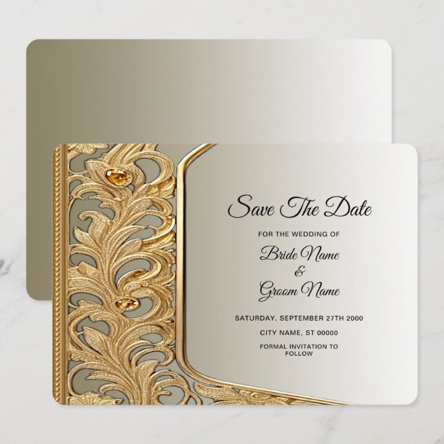 Spara datum i Modern Guld Ornate Datumet (Fram/baksida)