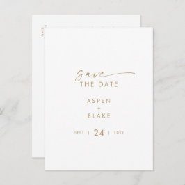 Spara datum i Modern Guld-skript Inbjudan Vykort