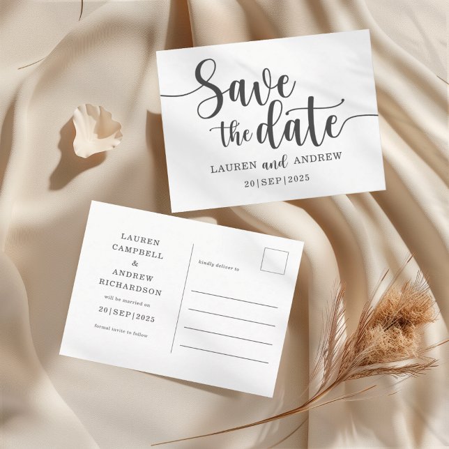 Spara datum i svartvitt Bröllop Vykort (Skapare uppladdad)