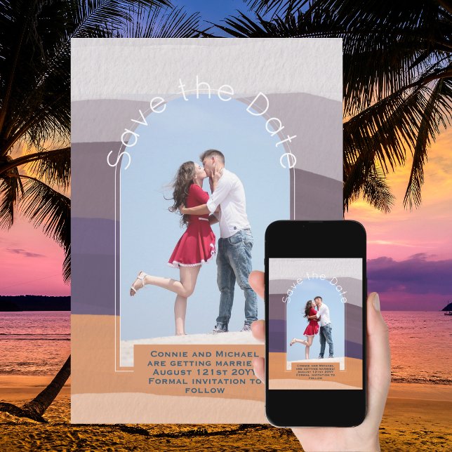 Spara datum i trender | Chic för fotoLila Orange Inbjudningar (Skapare uppladdad)