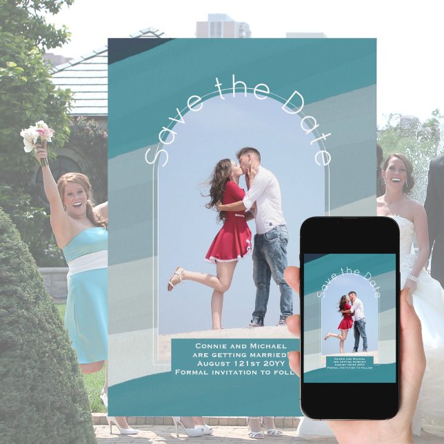 Spara datum i trender | Foto Teal Navy Blue Aqua Inbjudningar (Skapare uppladdad)