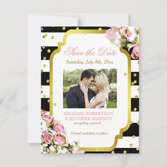 Spara datum Infoga konfetti Rosor Brudslöja Spara Datumet (Framsida)