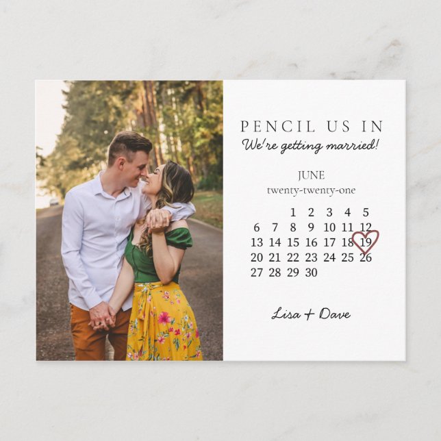 Spara datum juni 2021 Månadskalenderns Rosa Heart Vykort (Framsida)