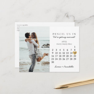 Spara datum kalender Guld hjärta April 2023 Vykort